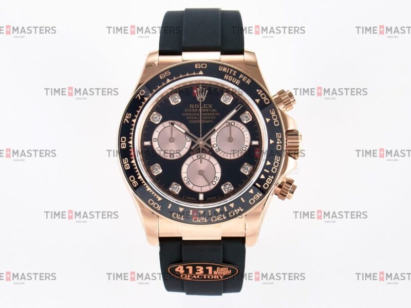 Rolex Daytona Cosmograph - 40 mm - רוז גולד לוח שחור יהולומים רצעות אויסטרפלקס גימור קצה