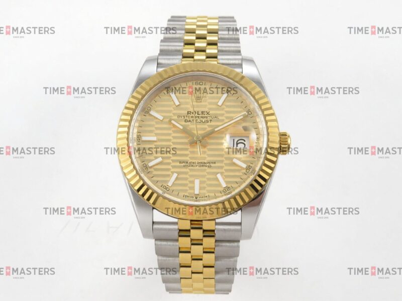 Rolex Datejust – 41 mm – טו טון זהב צהוב רצועת ג'ובילי באזל משונן לוח מוטיף זהב גימור קצה